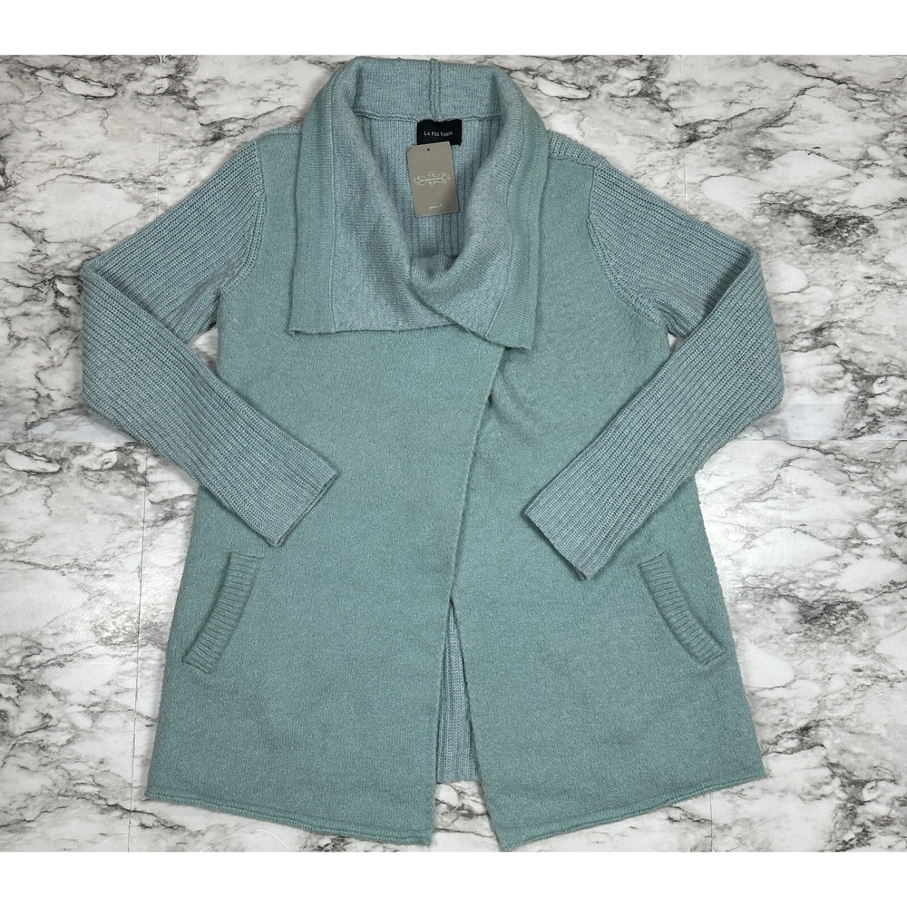 La Fee Verte‎ Anthropologie Light Blue Wrap Cardigan Womens Size M Pockets NEW